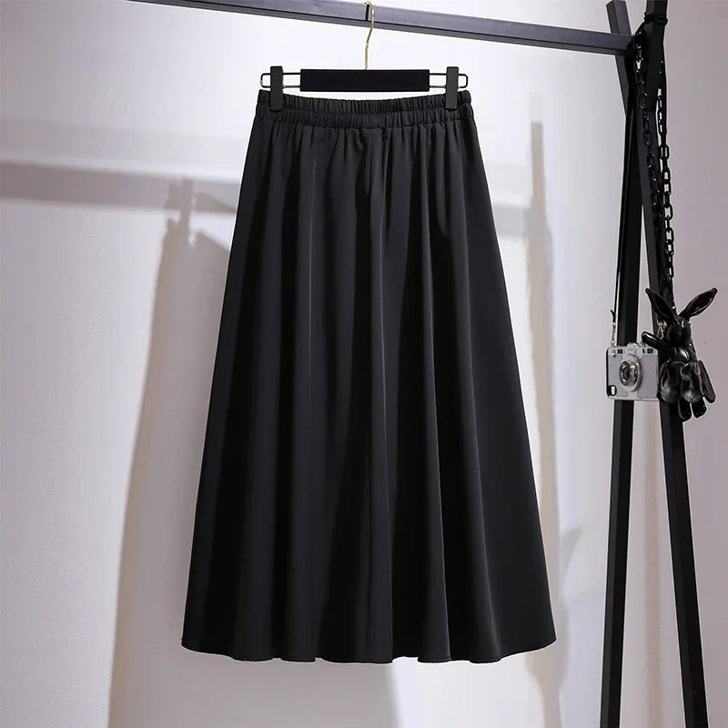 Plus size Womens Spring Casual Skirt Black drapery