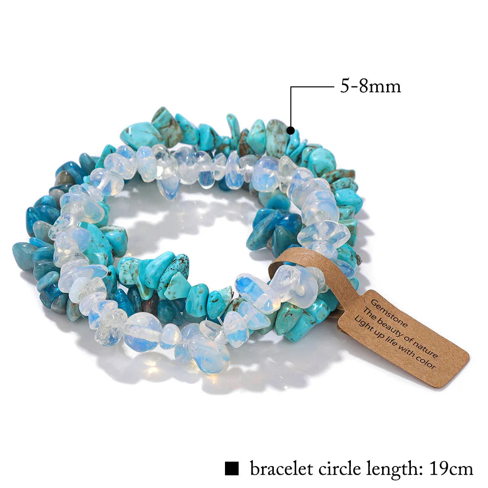 Irregular Chips Natural Stone Bracelet Aquamarine Beads Crystal