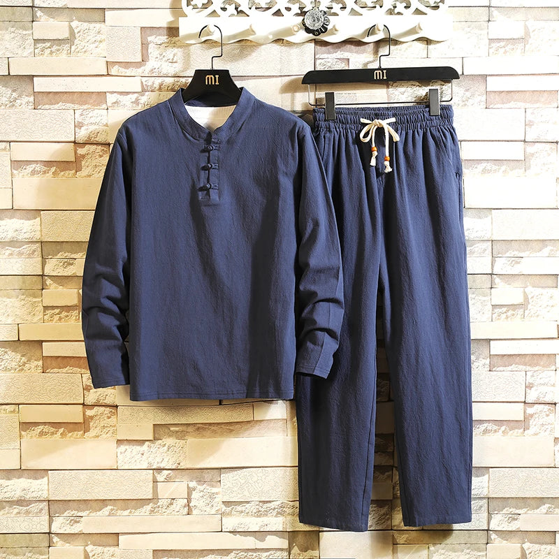 New Arrival Men's Cotton and Linen Long Sleeve