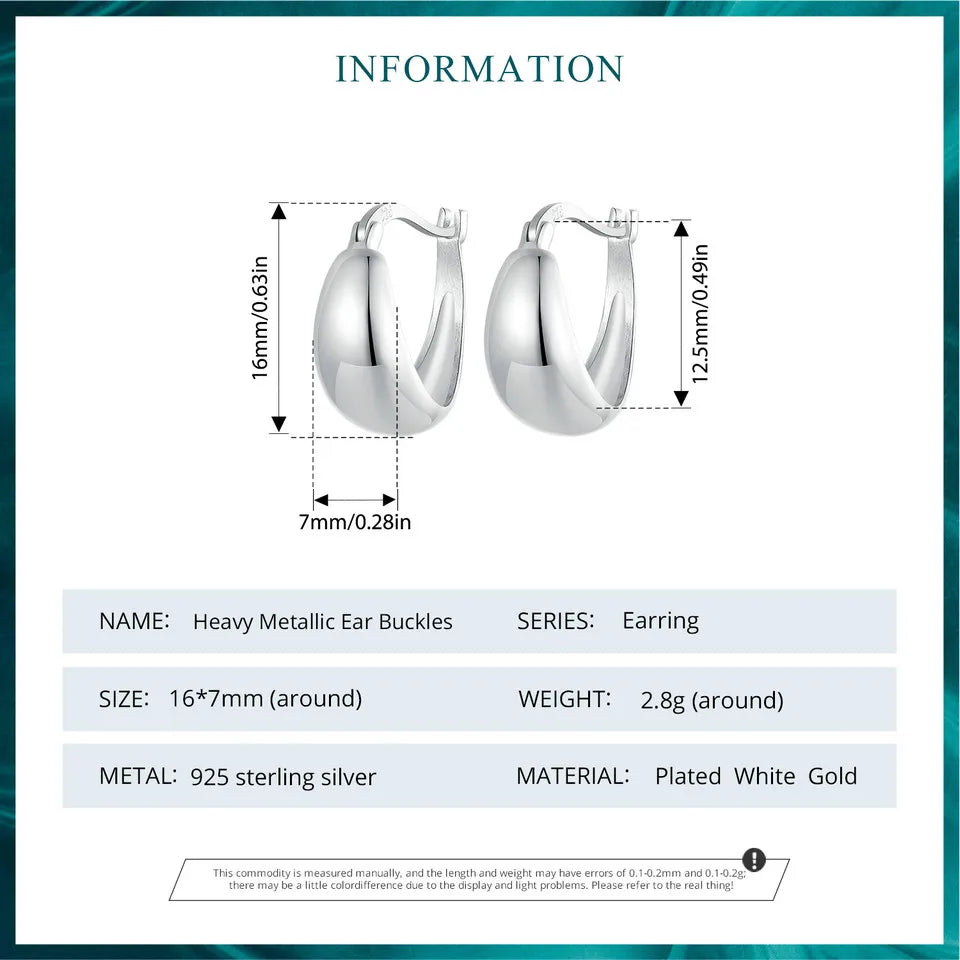 BAMOER White Gold Plated Chunky Small Hoop Earrings,