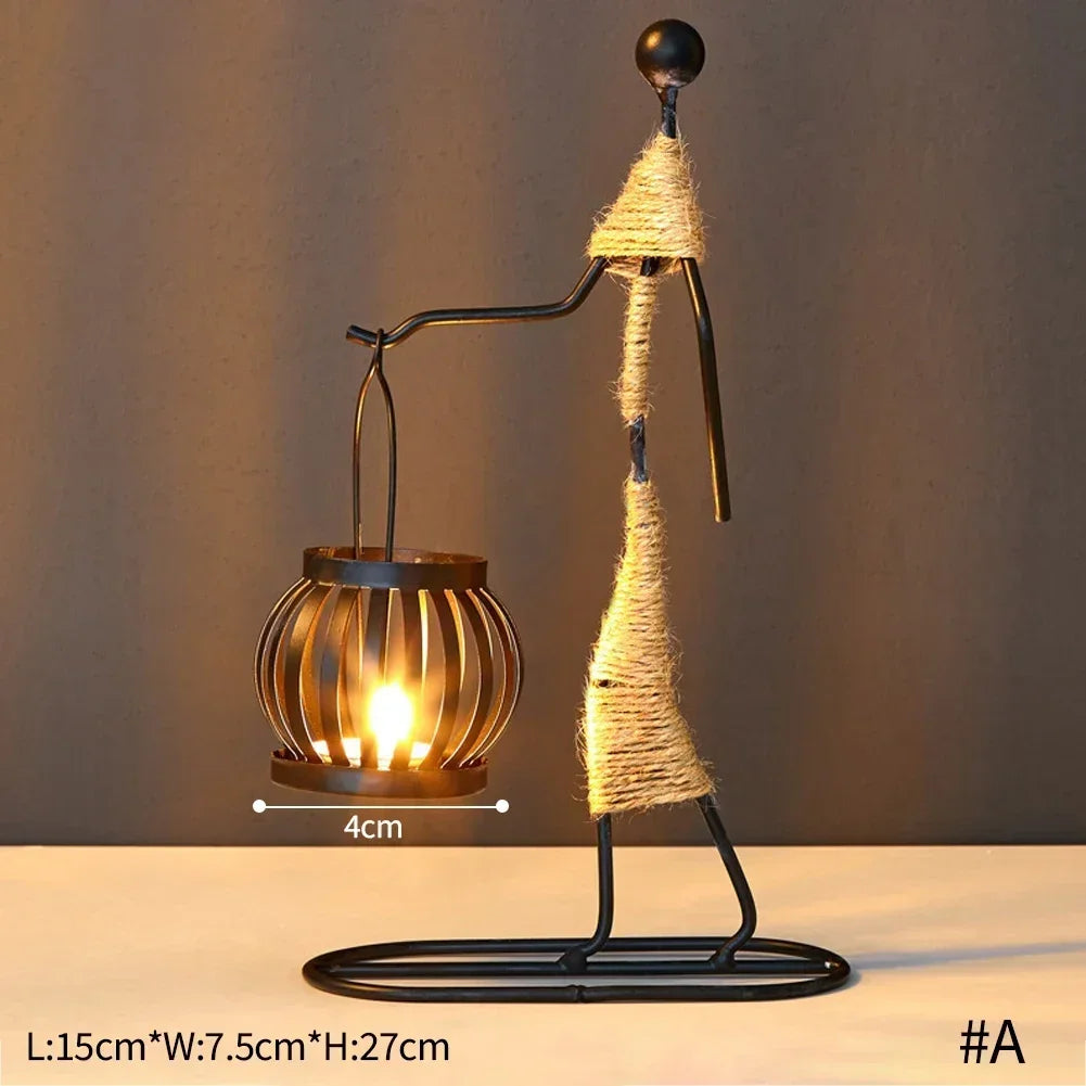 Nordic Metal Candlestick Abstract Character Sculpture Candle Holder