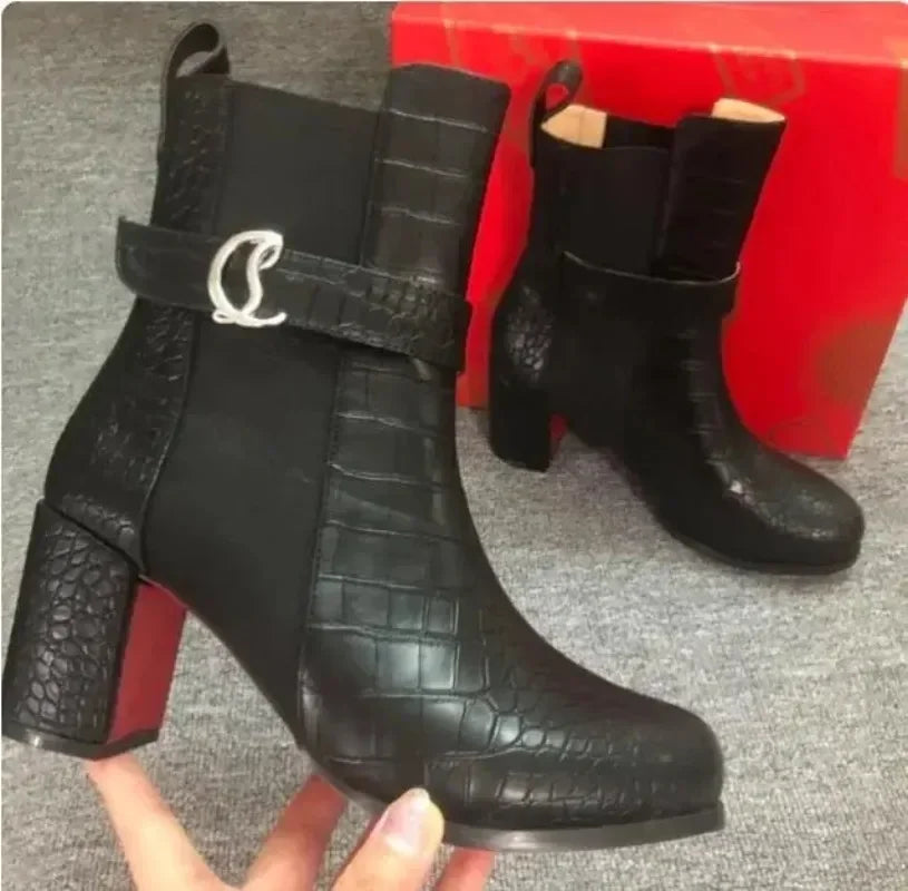 2023 Luxury Red Bottom Ankle Boots