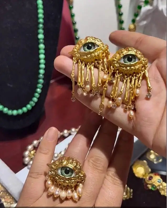 Clip Eye Earrings and Rings Exaggerated Trendy Baroque