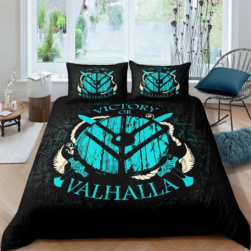 Vikings Duvet Cover Scandinavian Culture Print Bedding Set