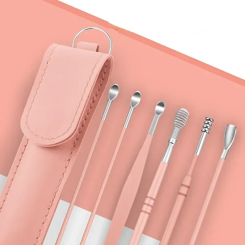 6PCS Stainless Steel Earpick Ear Cleaner Spoon Wax