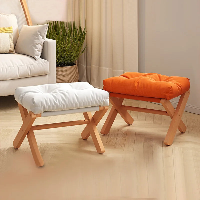 Household Foldable Solid Wood Low Stool Living Room