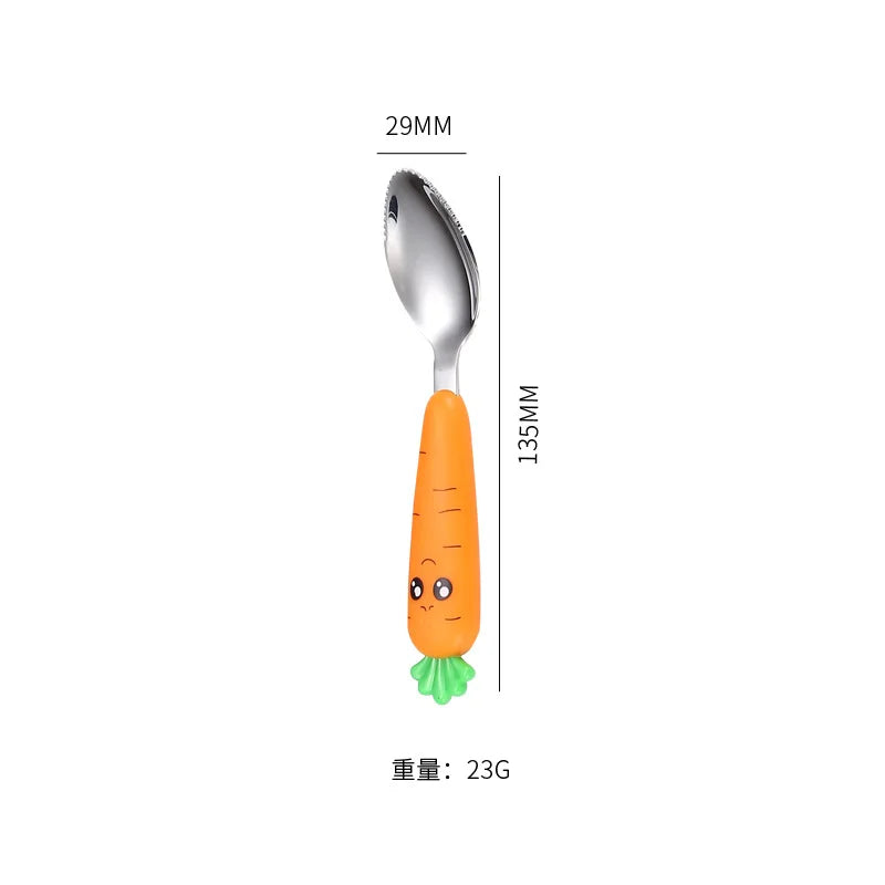 1/3Pcs Baby Feeding Utensils Cartoon Vegetable Fork Spoon