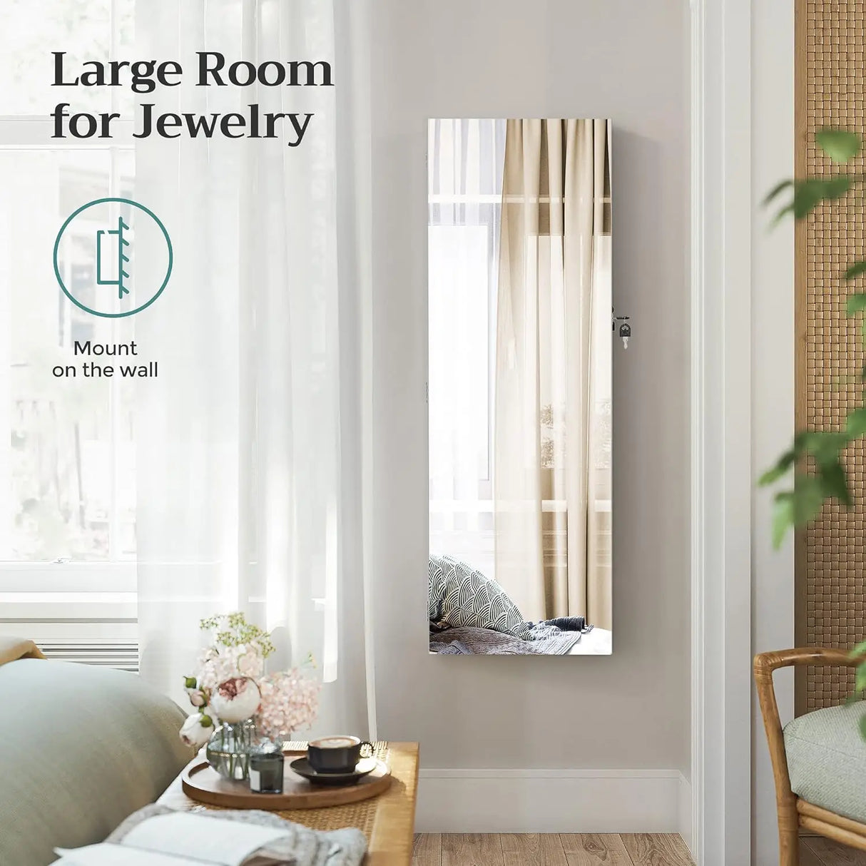 SONGMICS Jewelry Cabinet Armoire, Wall/Door Mount Storage Organizer