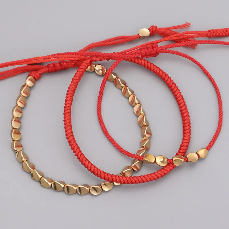 3pcs/set Tibetan Buddhist Braided Handmade Copper Beads Bracelet