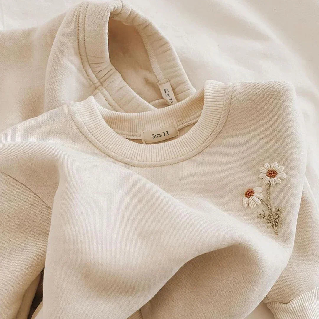 Baby Girls Clothes Set Fleece Embroidery Daisy Pullover