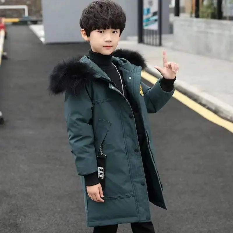 Winter Boys Thicken Long Jackets For kids 4-16Y