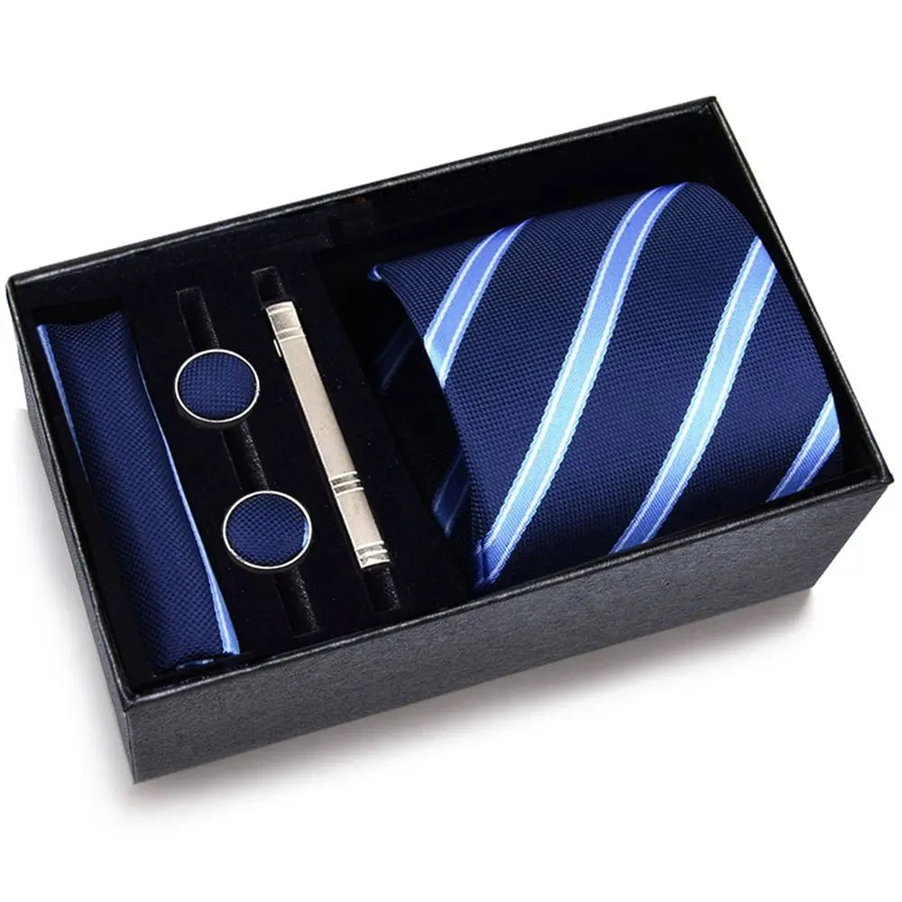 4PCSSet 8 cm Business Ties Handkerchief Cufflink Set