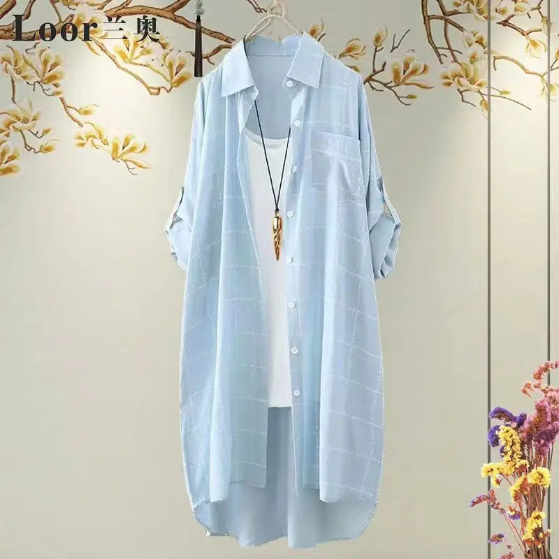 Plus Size Casual Plaid Print Oversize Women Autumn