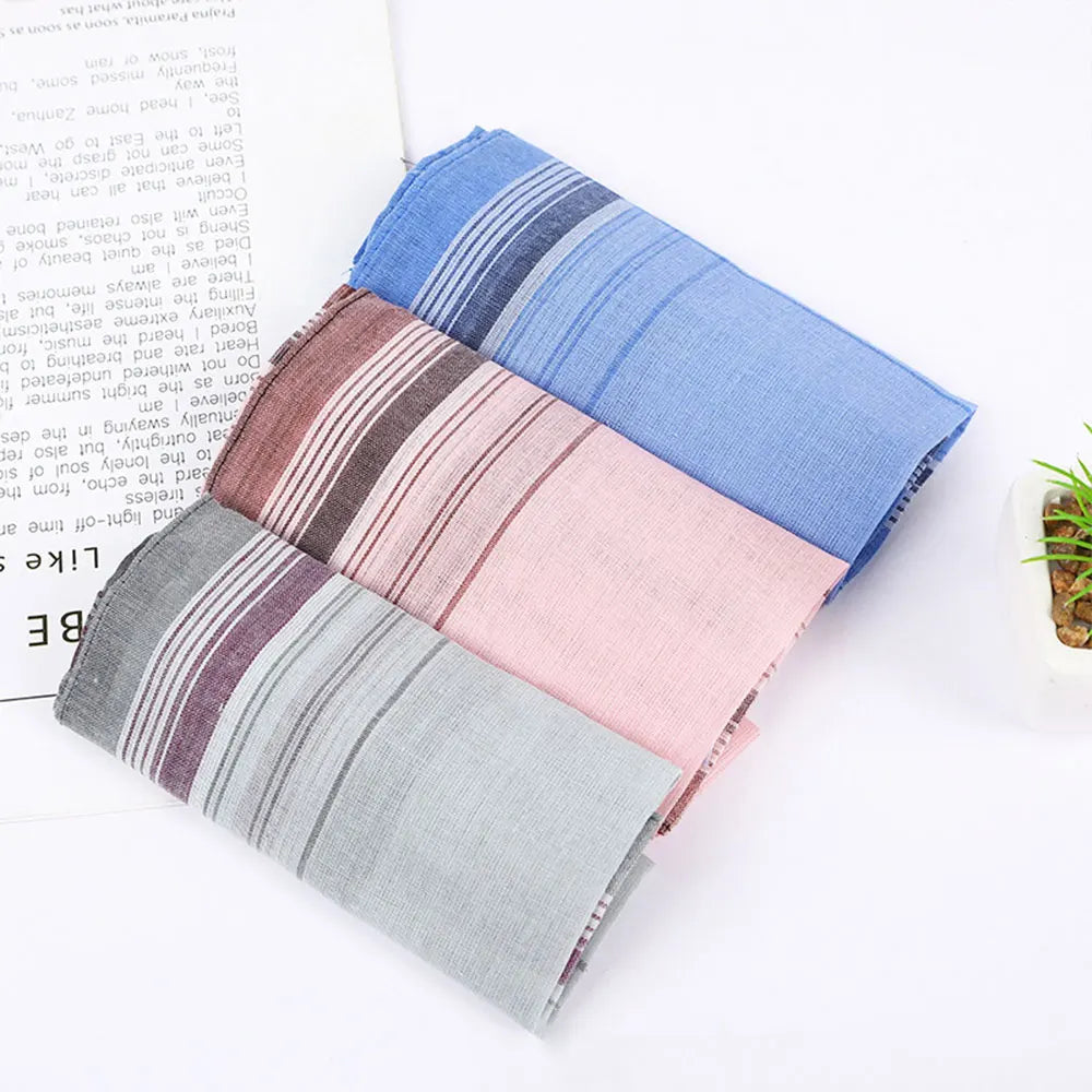 12Pcs Handkerchief Towels Multicolor Plaid Stripe Men Women