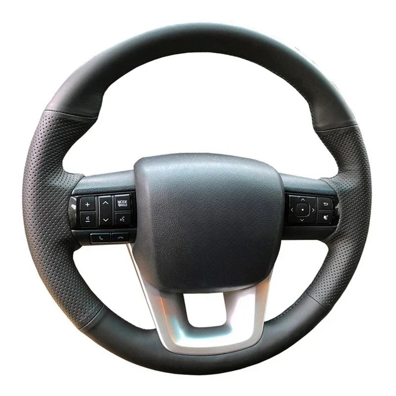 Black Artificial Leather HandStitched Car Steering Wheel Cover
