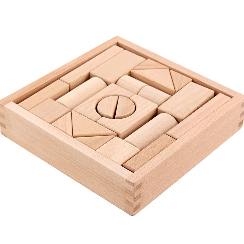 22pcs Building Blocks Beech Wooden Log Stacking Blocks