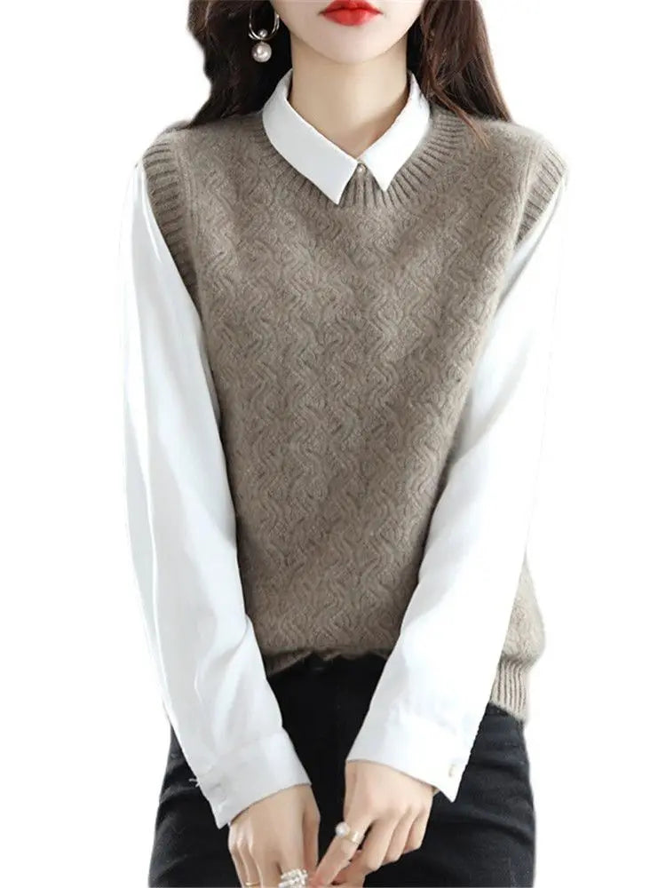 Korean Women's Knitted Wool Vest 2023 Winter New