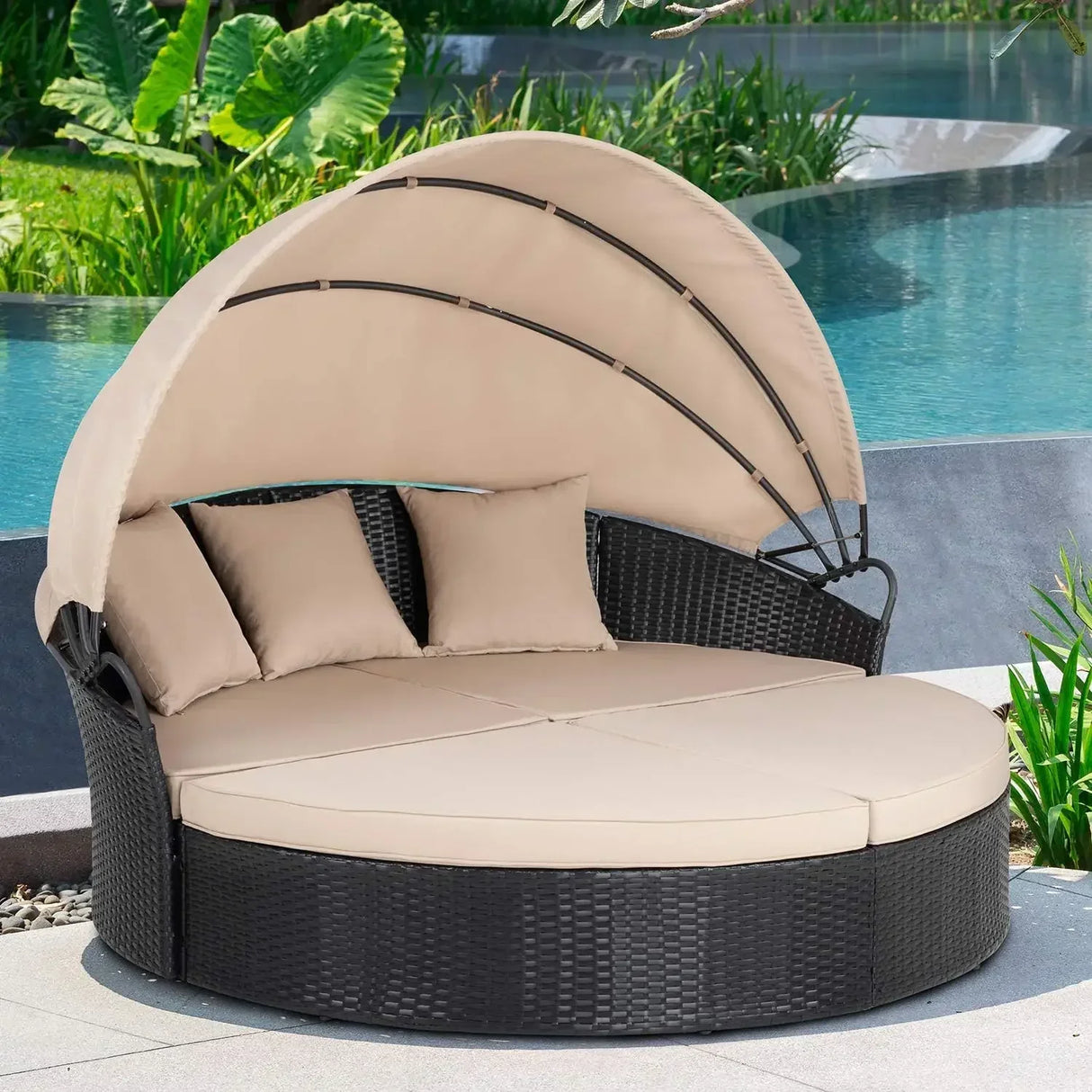 Shintenchi Outdoor Patio Furniture Outdoor Round Daybed with
