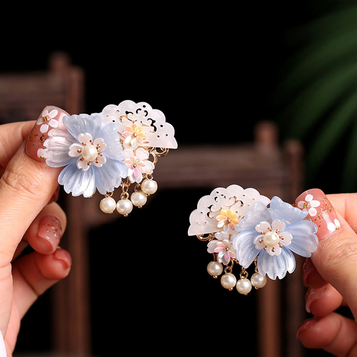 Chinese Hair Clips Girls Hanfu Hair Accessories Green