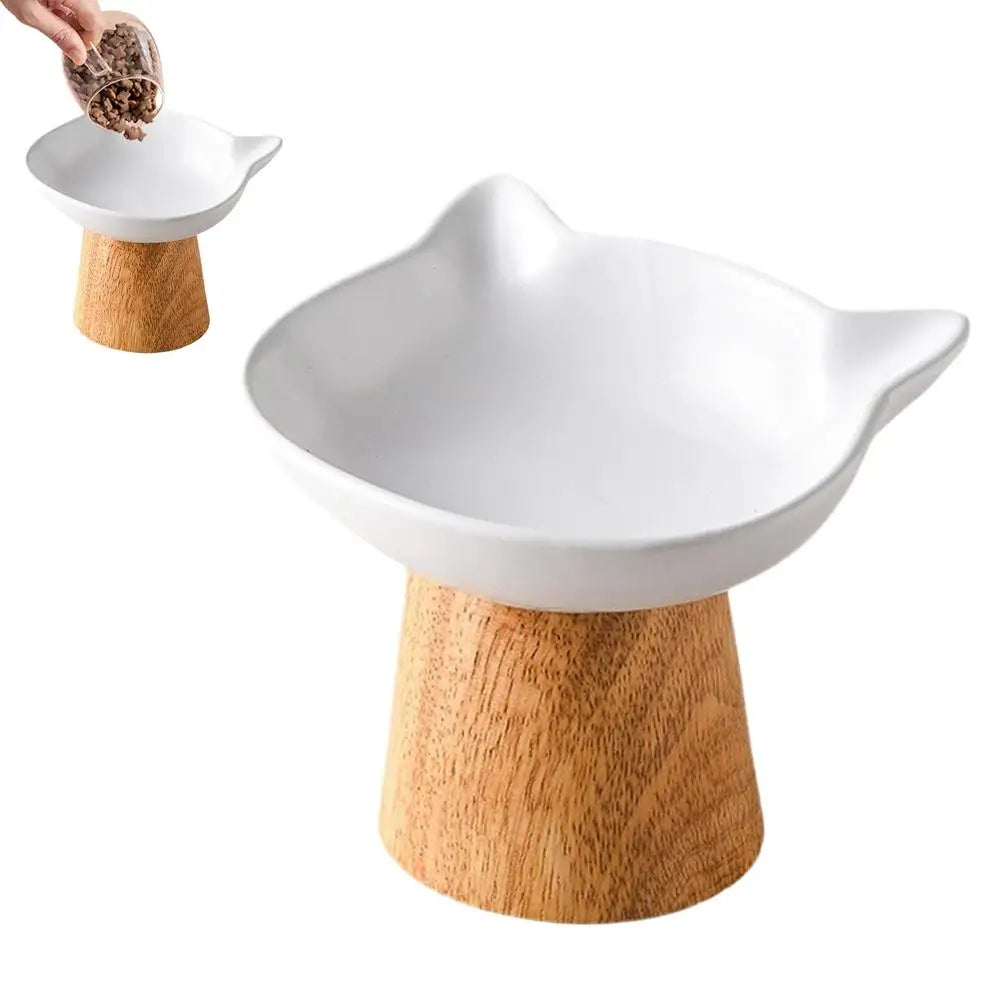 Raised Cat Food Dish Porcelain Feeder Dish With