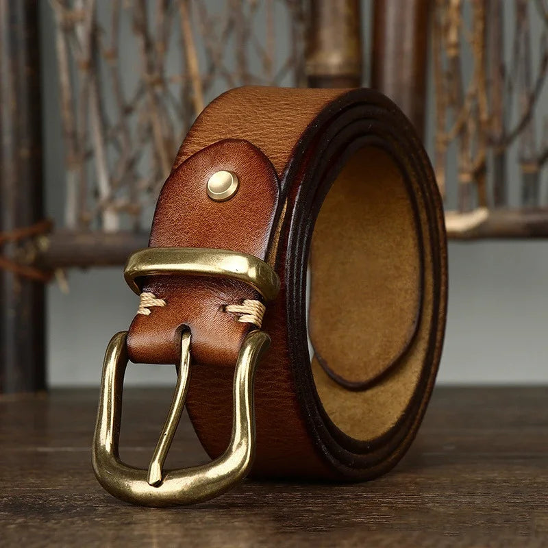 3.8CM Pure Cowhide Genuine Leather for Men High