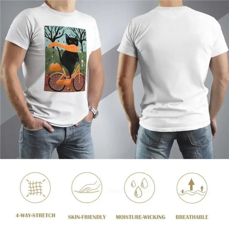 summer men t-shirt brand top Black Cat Autumn