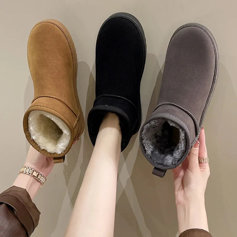 New Snow Boot Style Short Mini Winter Sheepskin