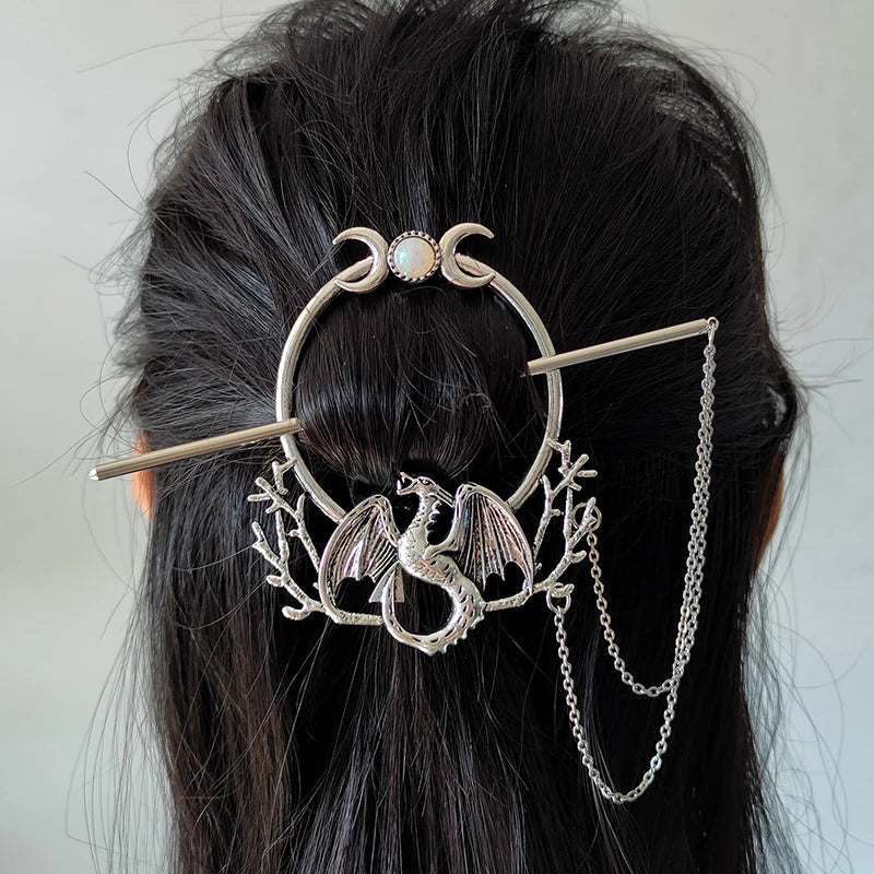 Witch Bat Hairstick Black Gothic Barrette Pagan Vampire
