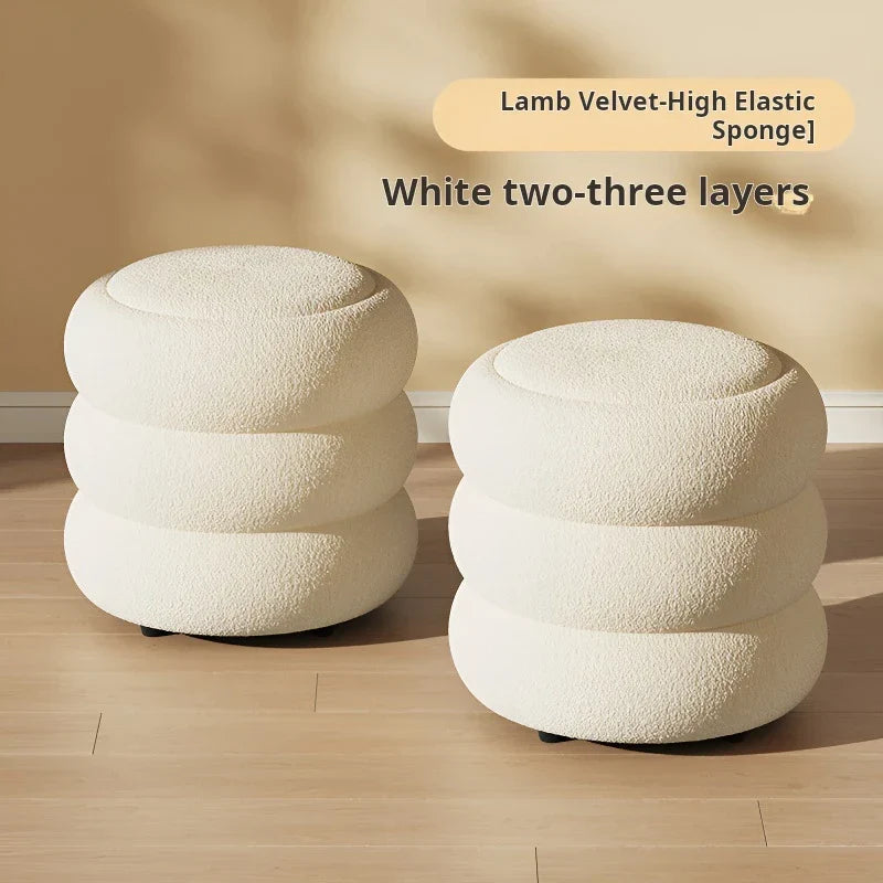 Living room Lamb wool low stool home shoe