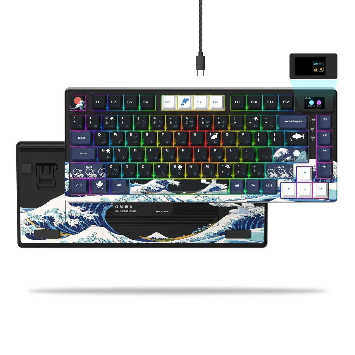 Wired Mechanical Gaming Keyboard with OLED Display Full