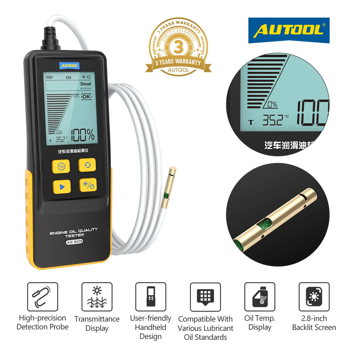 AUTOOL AS503 Automotive Engine Oil Tester Diesel Engine