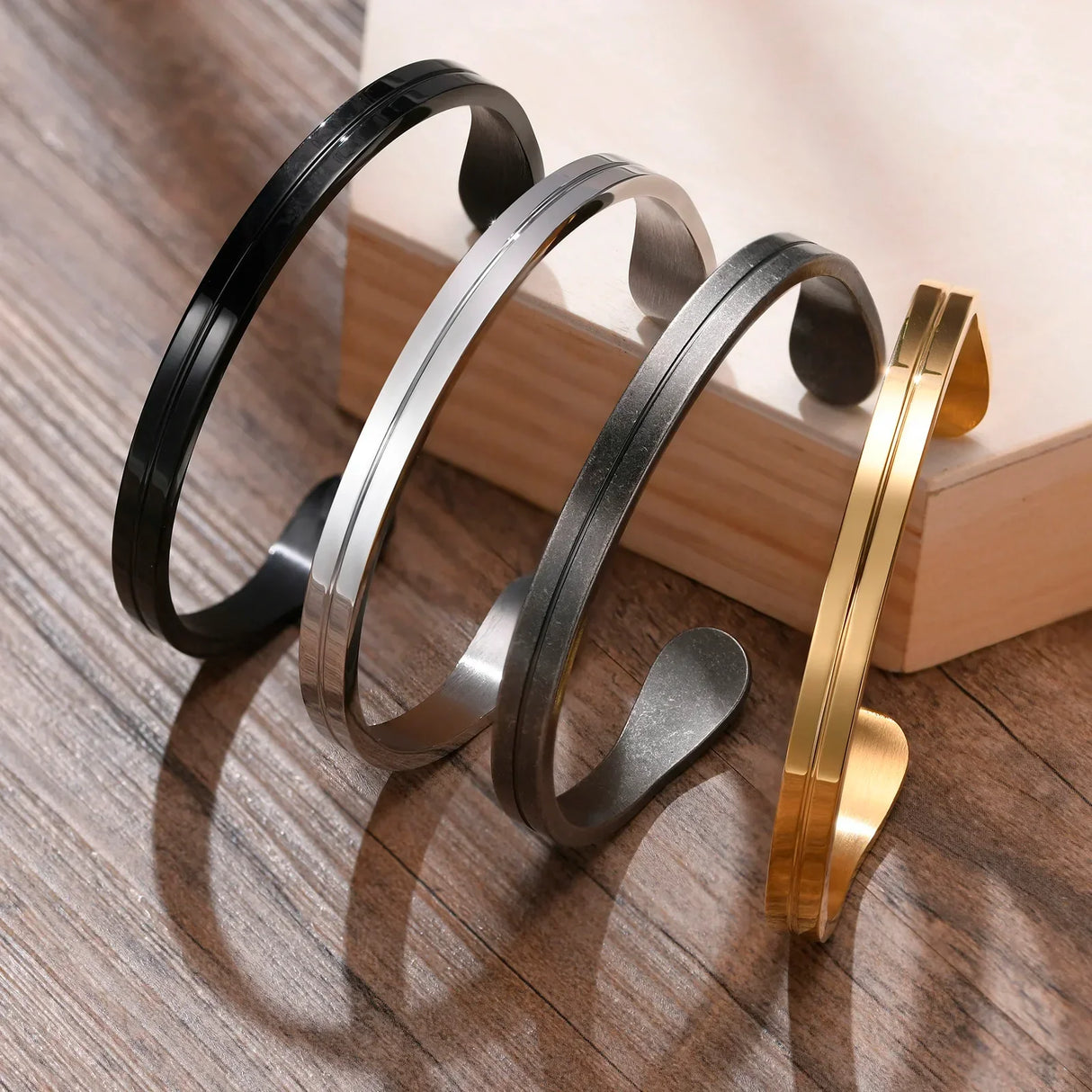 Men's Thin Bracelet,Stainless Steel Cuff Bangle Bracelet, Thin