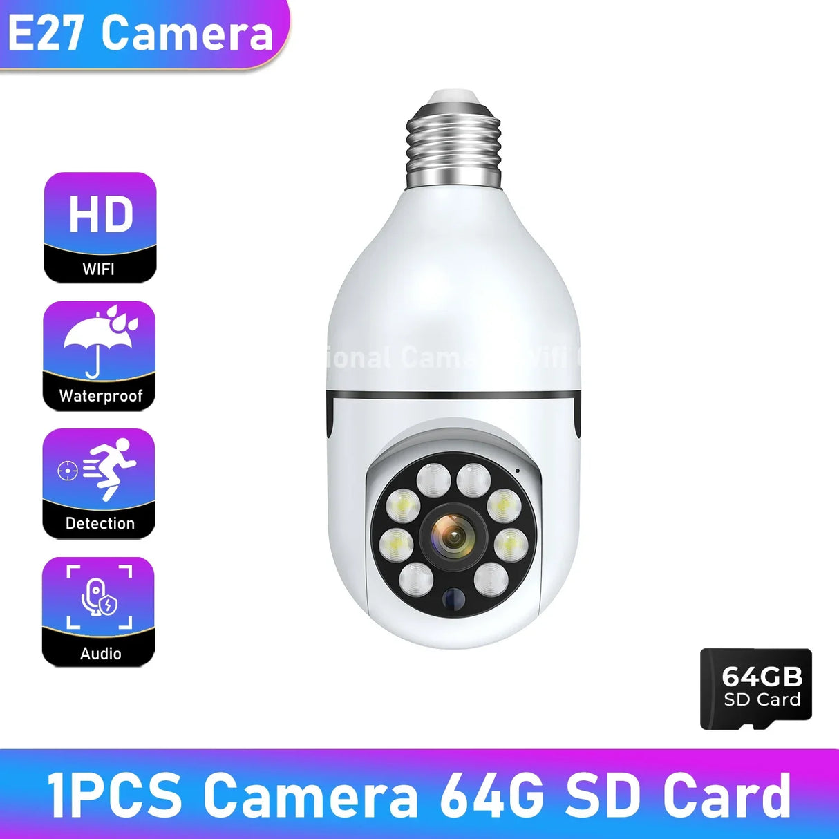 1/2/4PCS E27 Bulb Wifi Camera Surveillance Night Vision