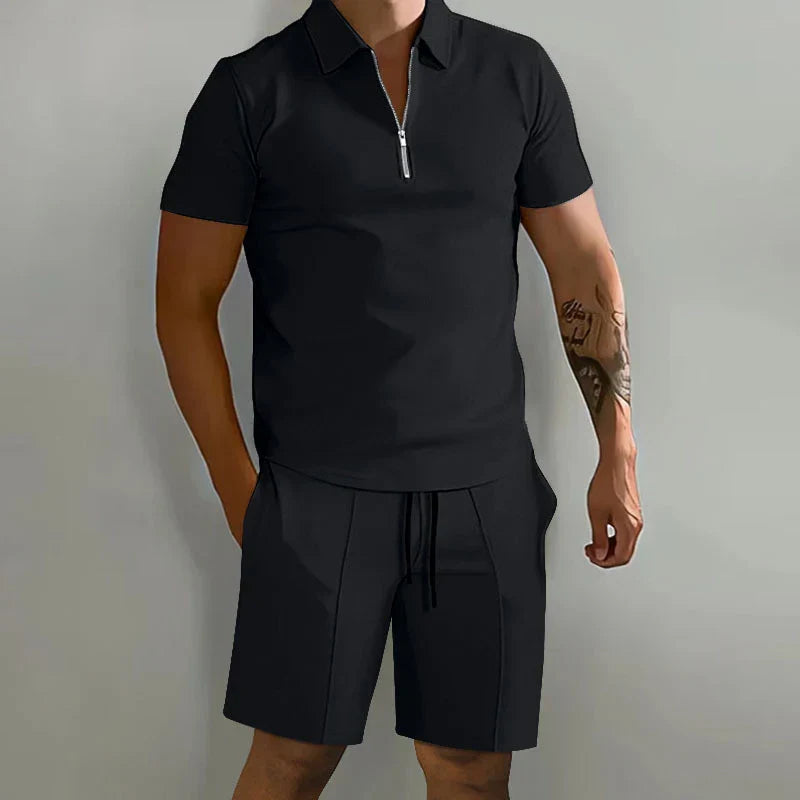 Summer New Solid Color Men's Sets High Street