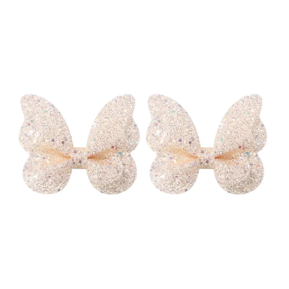 2/4/5Pcs Girls Cute Sequins Double Butterfly Hair Clip