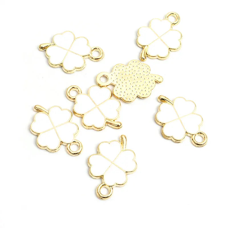 Dopamine Fourleaf Clover Enamel Charms 20pcs DIY Necklace