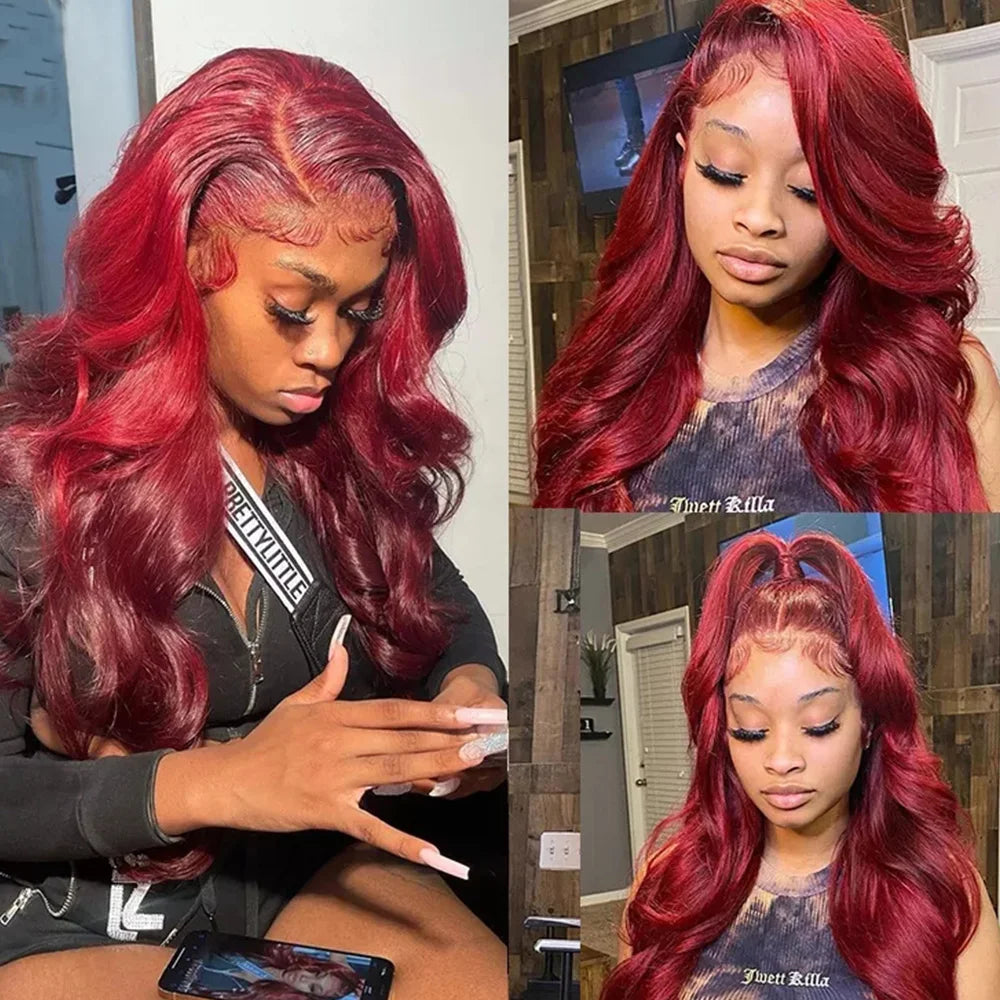 Burgundy 99J 13x6 Body Wave Lace Front Human
