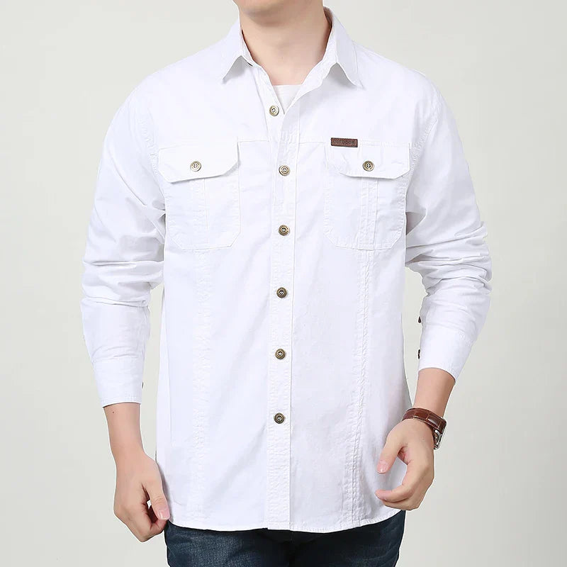 Men's Clothing Military Tactical Shirts Multi-Pockets Work Cargo
