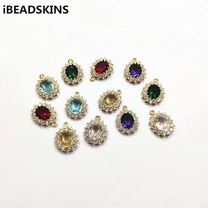 19x16mm 30pcs Cubic Zirconia Oval CharmConnectors