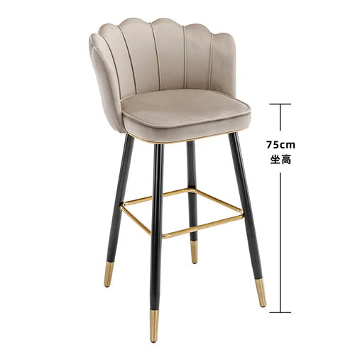 Leather High Bar Chair Modern Nordic Luxury Blue