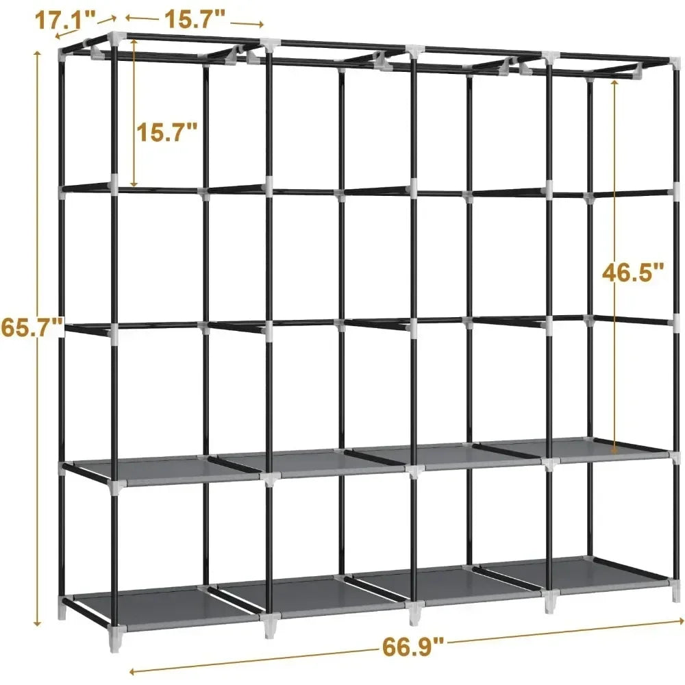 67 Inch Portable Closet Wardrobe, Clothes Rack Storage