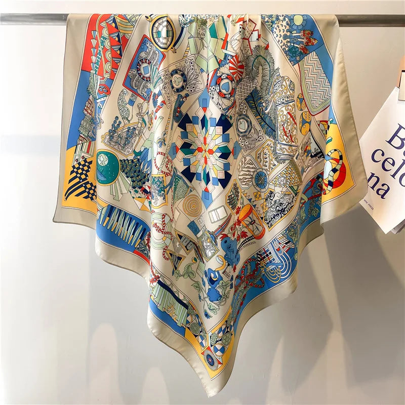 Luxury Women 90x90CM New Twill Silk Big Square