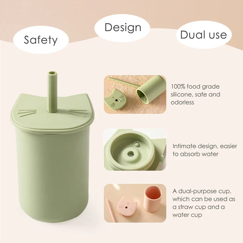Baby Feeding Bottle Kids Cup Silicone Sippy Children