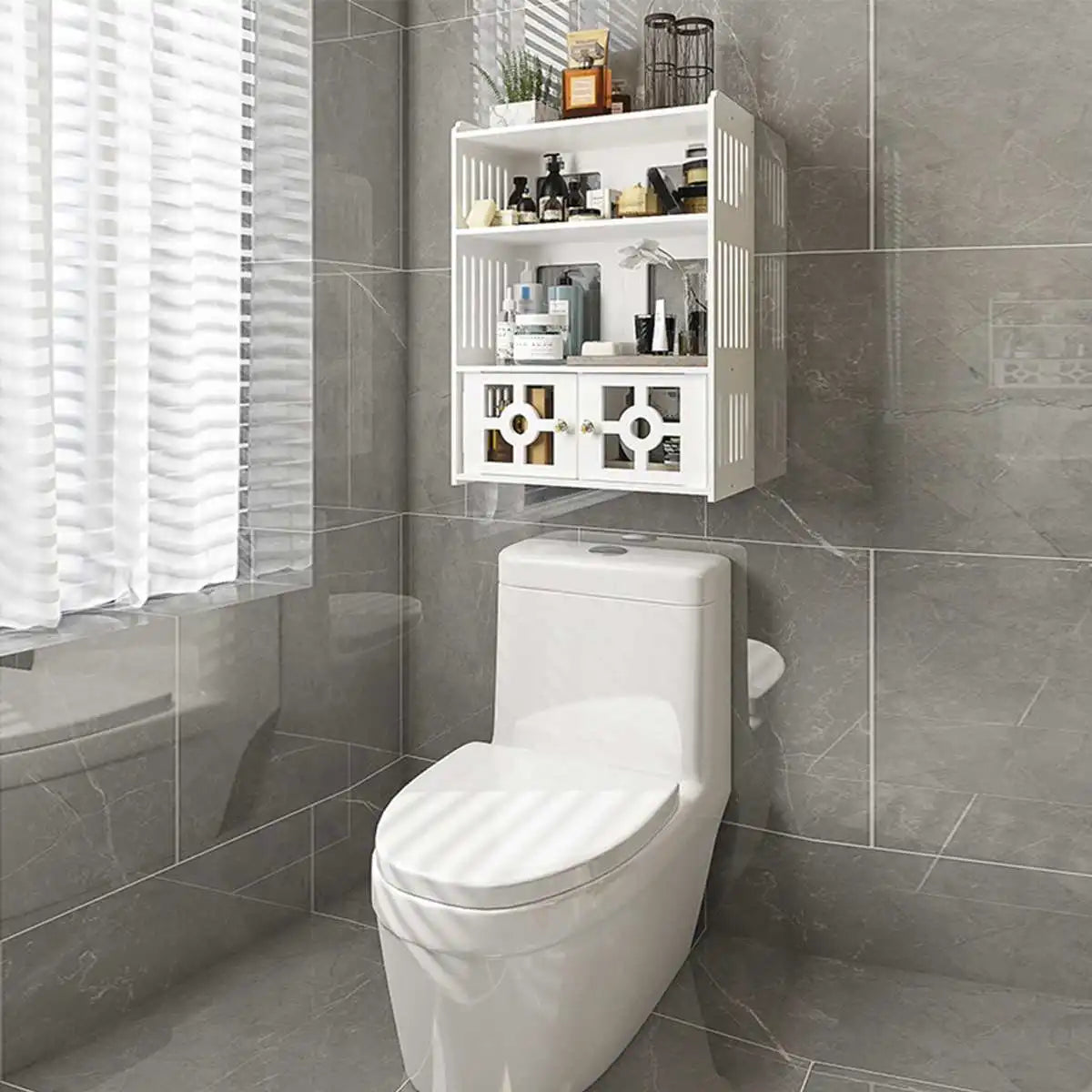 3 Layers Bathroom Cabinet Wall Mounted with Doors