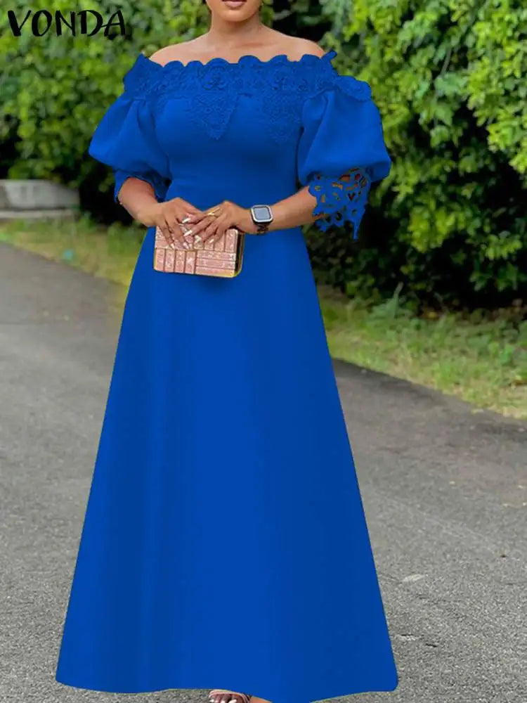 Plus Size 5XL VONDA Women Off Shoulder Maxi