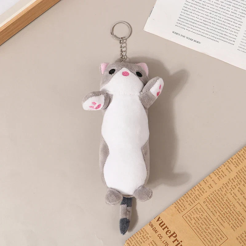 16CM New Long Cat Plush Toy Keychain Cute