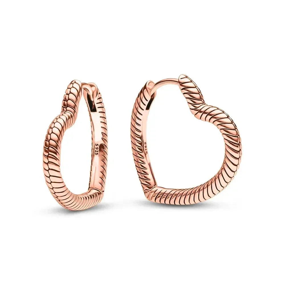New 925 Sterling Silver Earring Pave Moments Heart