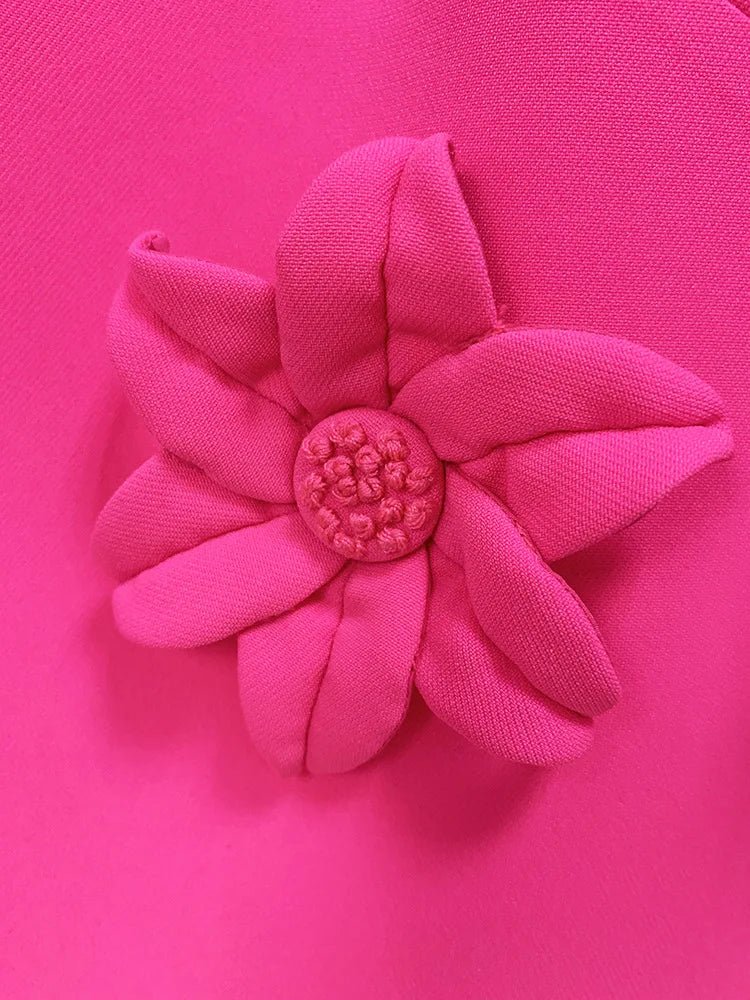 Women's Flower Decoration Dress A-Line Blazer Dress O-Neck