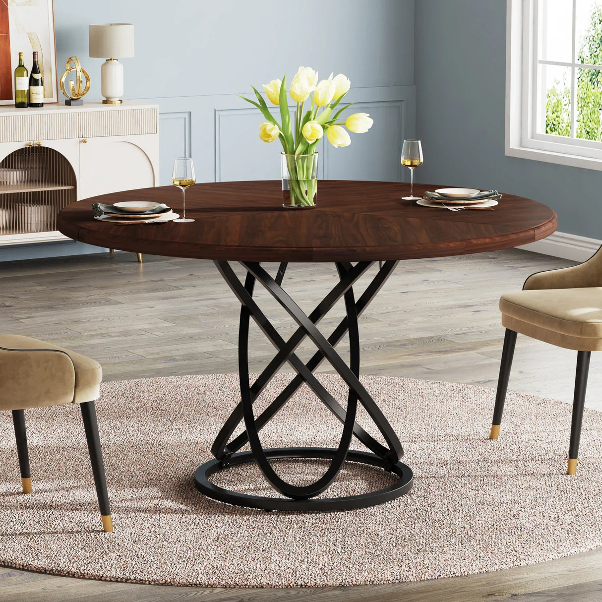 Tribesigns Round Dining Table for 4, 47 Inch