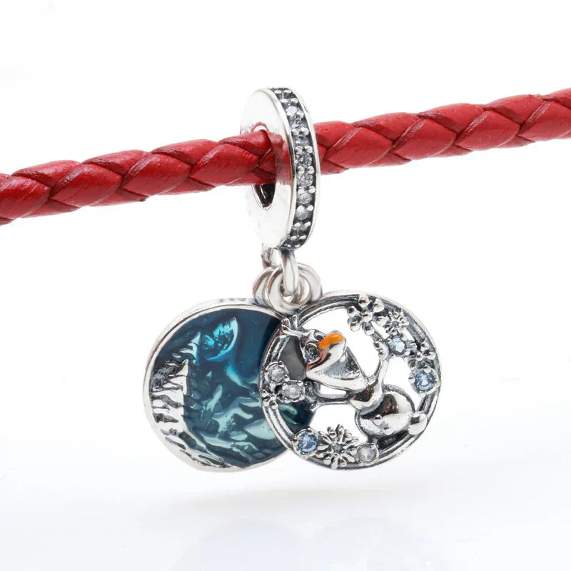 Disney Blue Enamel Ice Snow Olaf Pendant Fit
